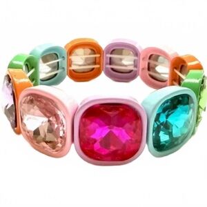 Rainbow Crystal Gemstone Gem Rhinestone Jeweled Stretch Bracelet 🌈 multicolor
